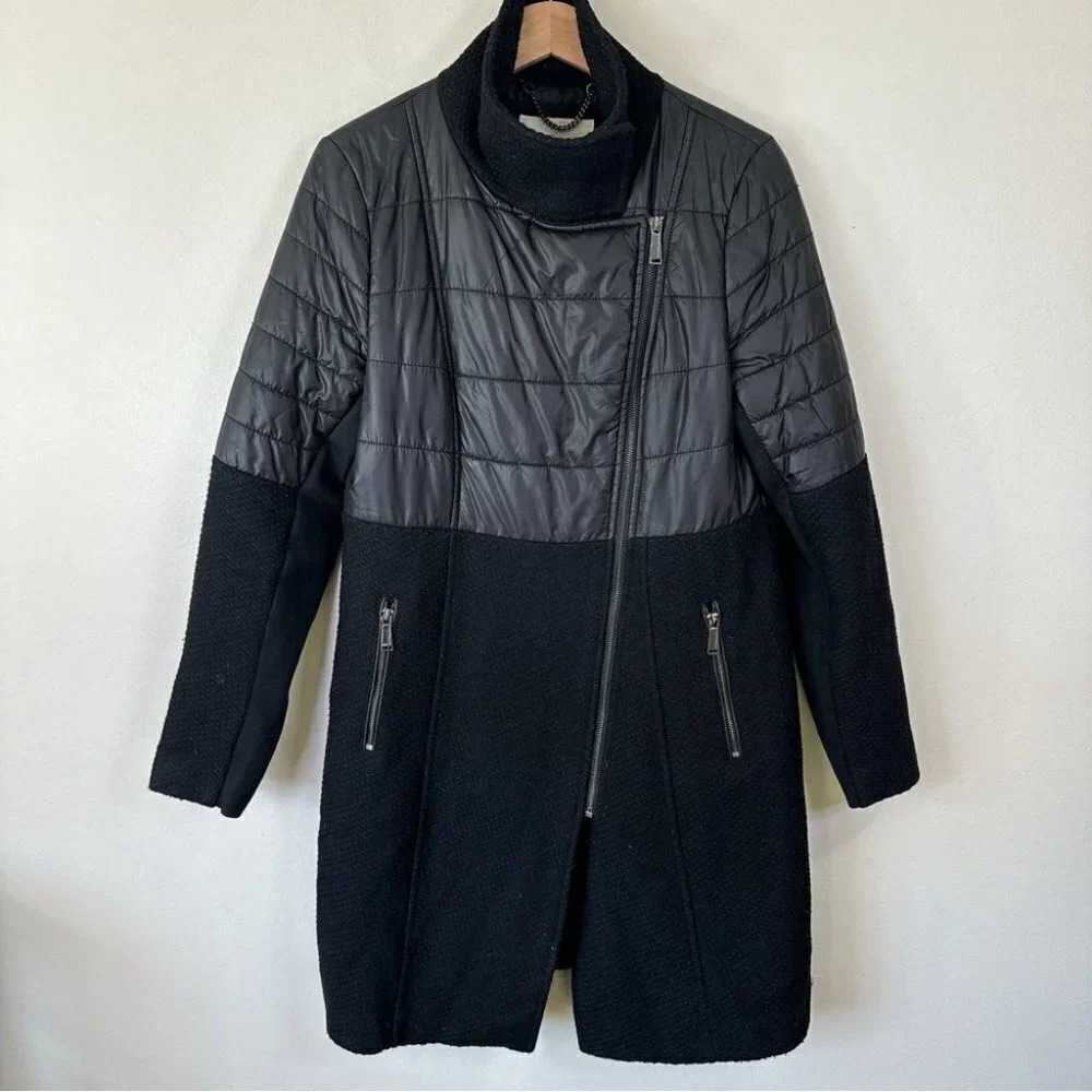 BCBGeneration Quilted Textured Long Asymmetric Zipper Jacket - Picture 5 of 16